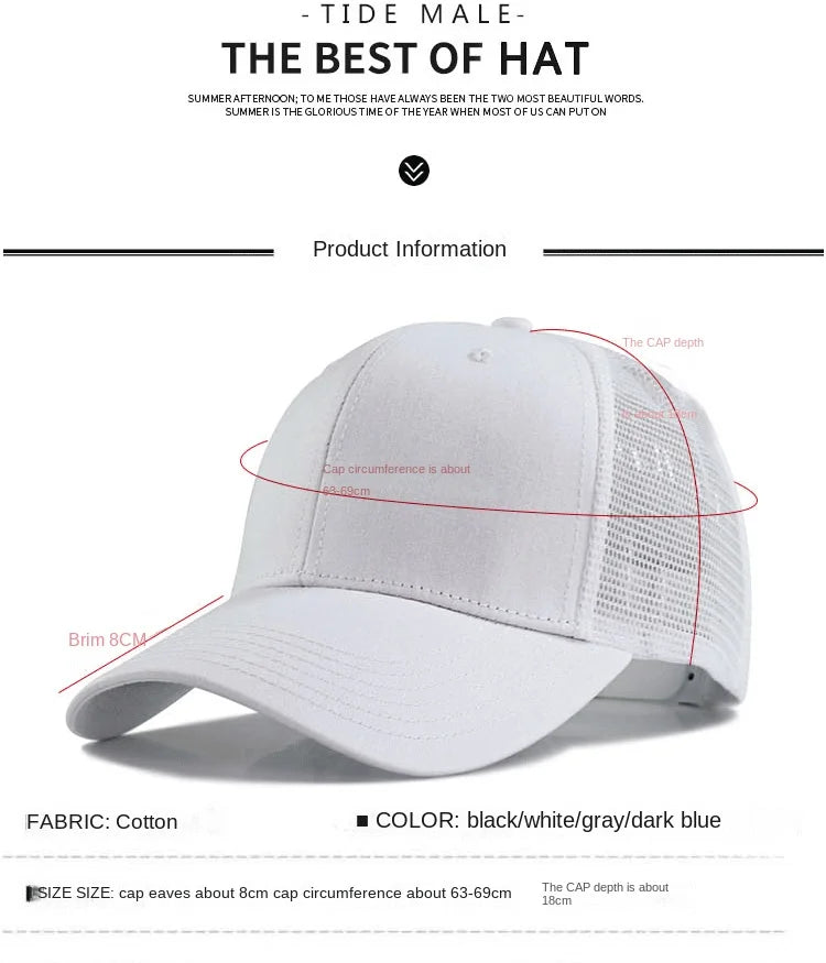 Oversize Large Mesh Trucker Hat Big Head CAPS for Men XXL Baseball Cap Breathable Dad Hat 58-60cm 60-65cm