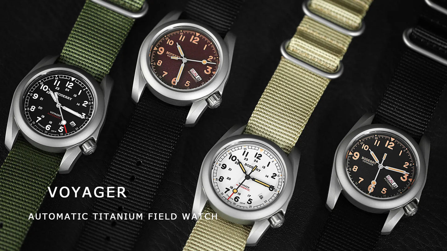 Boderry Field Watch VOYAGER Mens Watches 100M Waterproof Titanium Automatic Luminous For Seiko Movement Wristwatch
