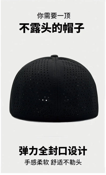 Big Head Hat Back Closed 5cm Short Brim Baseball Cap for Men Mesh Fitted Caps Stretchy Full Closed Caps 56-60cm 61-65cm