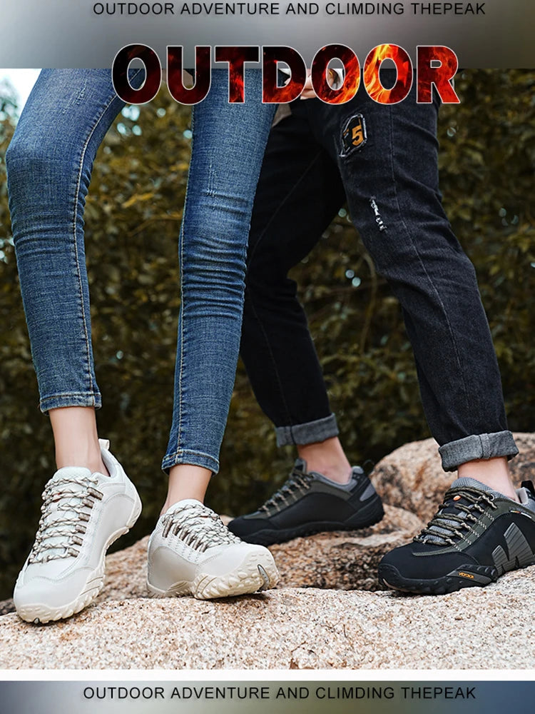 Scarpe da alpinismo da uomo in vera pelle per sport all'aria aperta, antiscivolo, da alpinismo ed escursionismo, scarpe traspiranti da turismo