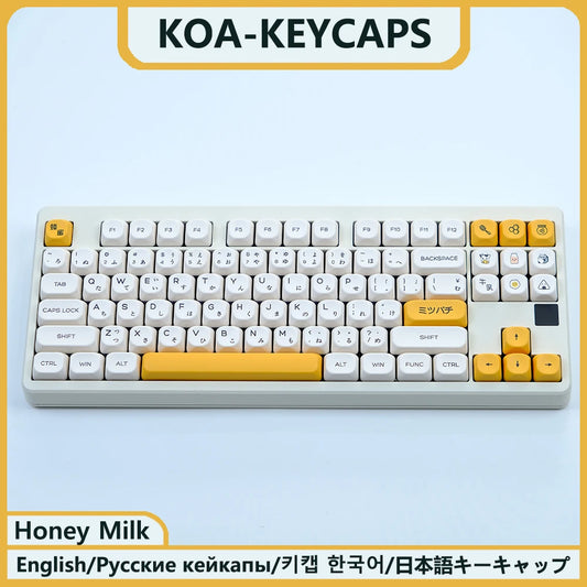 KBDiy KOA  Profile PBT Honey Milk Keycaps Russian Korean Japanese 137 Keys Caps for Mechanical Keyboard Keycap MAC for MX Switch
