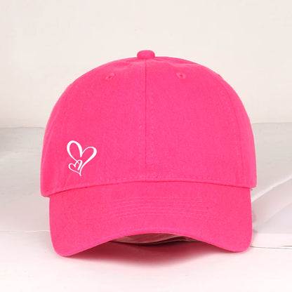 Casquette de baseball minimaliste à imprimé double cœur, pour femme et homme, souple et ajustable, style « dad hat », décontractée, sur le thème de l'amour, casquette de soleil