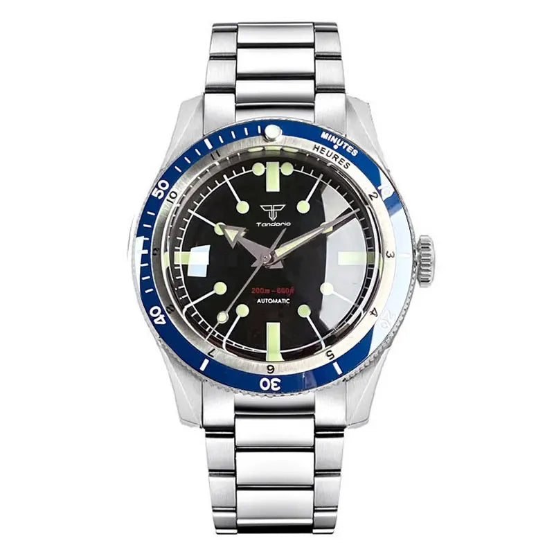 200M Water Resistant Mechanical Wristwatch Miyota 8215 Domed Sapphire Glass 120 clicks Bezel Steel Band Luminous Marks