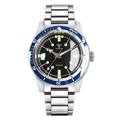 200M Water Resistant Mechanical Wristwatch Miyota 8215 Domed Sapphire Glass 120 clicks Bezel Steel Band Luminous Marks