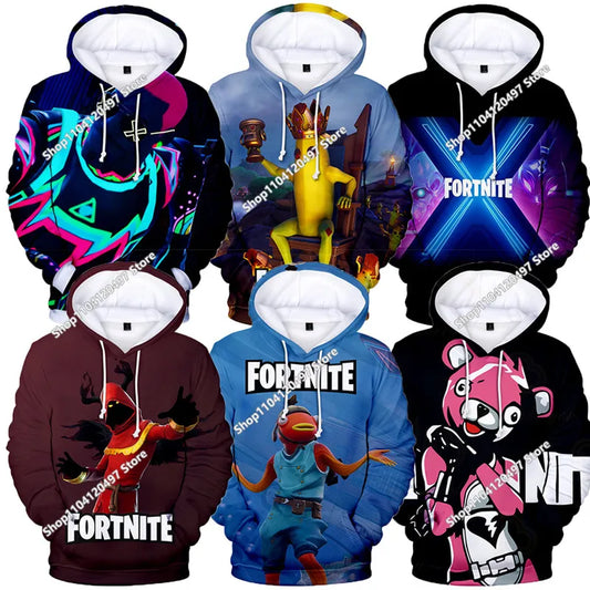 Fortnite-Cosplay-Sweatshirt, 3D-bedruckter Unisex-Gaming-Hoodie, lässige Anime-Kawaii-Jacke, Kinderkleidung, Geschenke