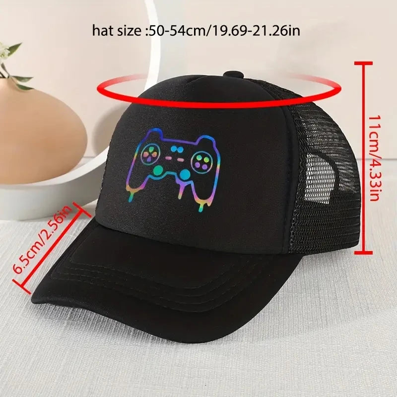 1 Stück Kinder-Baseballkappe mit Sonnenschutz und Gamepad-Muster für Spiele im Freien – lustiger Aufdruck