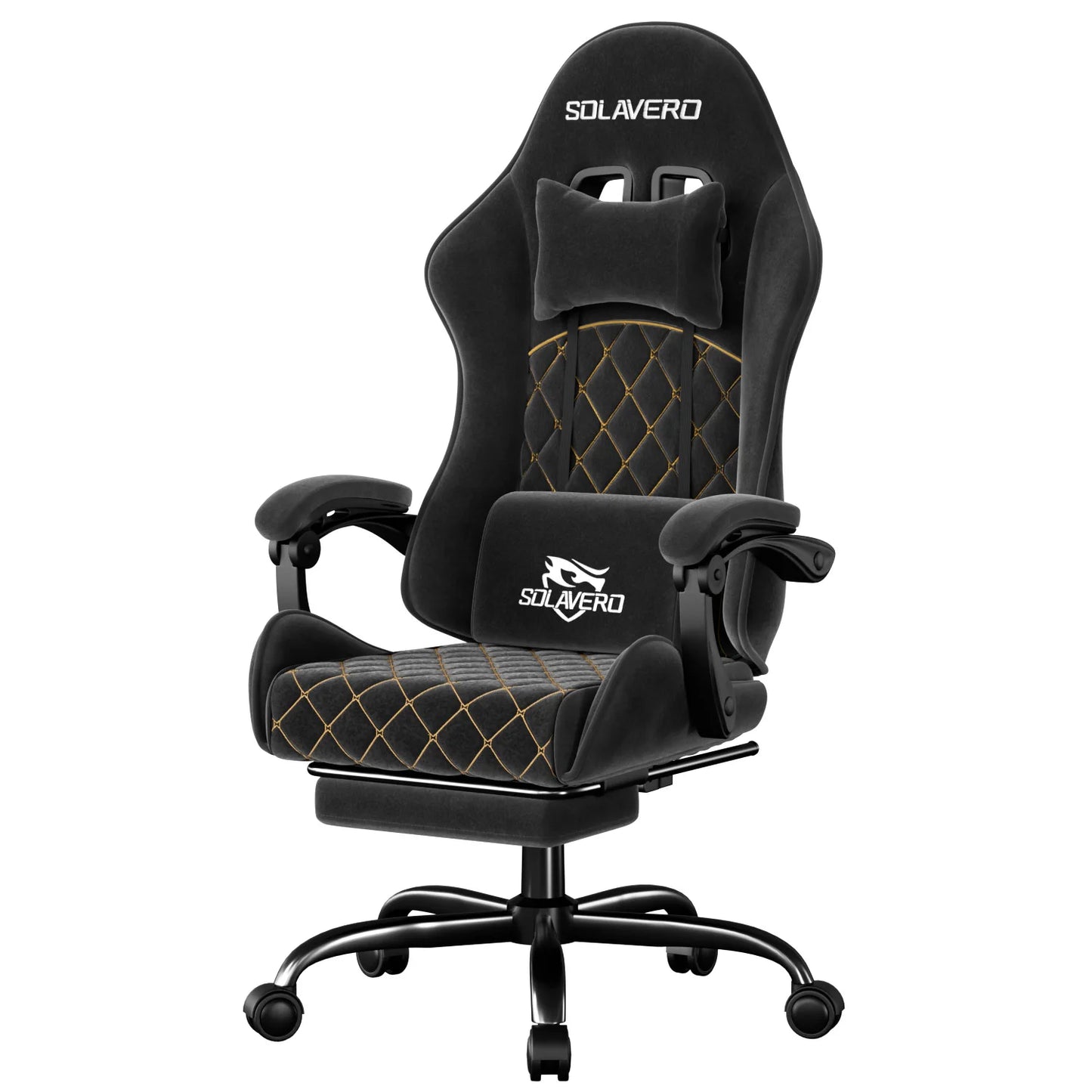Massage Gaming Chair, Computer Office Chair with Comfy Fabric, Height Adjustable Game Chair with 360° Swivel Seat and Headrest