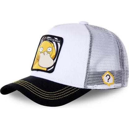 Pokémon-Baseballkappe mit Stickerei: Pikachu, Gengar, Snorlax, Psyduck – Anime-Motive, verstellbar, atmungsaktive Mesh-Kappe, Cosplay-Geschenke