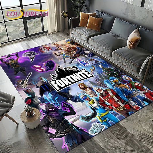2025 Games 3D F-Fortnite Cartoon-Teppich für Wohnzimmer, Schlafzimmer, Zuhause und Sofa-Dekoration, rutschfeste Spielbereich-Bodenmatte für Kinder