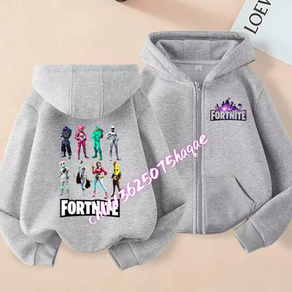 Ny Fortnite-zip hoodie för barn, tecknad anime, vardaglig och ventilerande huvtröja för barn, pojkjacka med dragkedja, vår 2026, barnkläder
