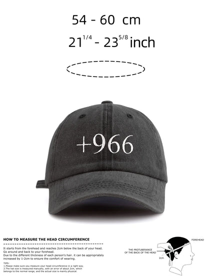 1pc +966 Embroidery Washed Baseball Cap for Adults,  Minimalist Retro Style Casual Soft Adjustable Dad Hat, Perfect As Gift
