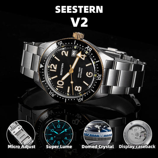 SEESTERN Diver Men Watch Automatic Mechanical Wristwatches NH35 Movement Ceramic Bezel 20Bar Waterproof Sapphire Luminou S434-2