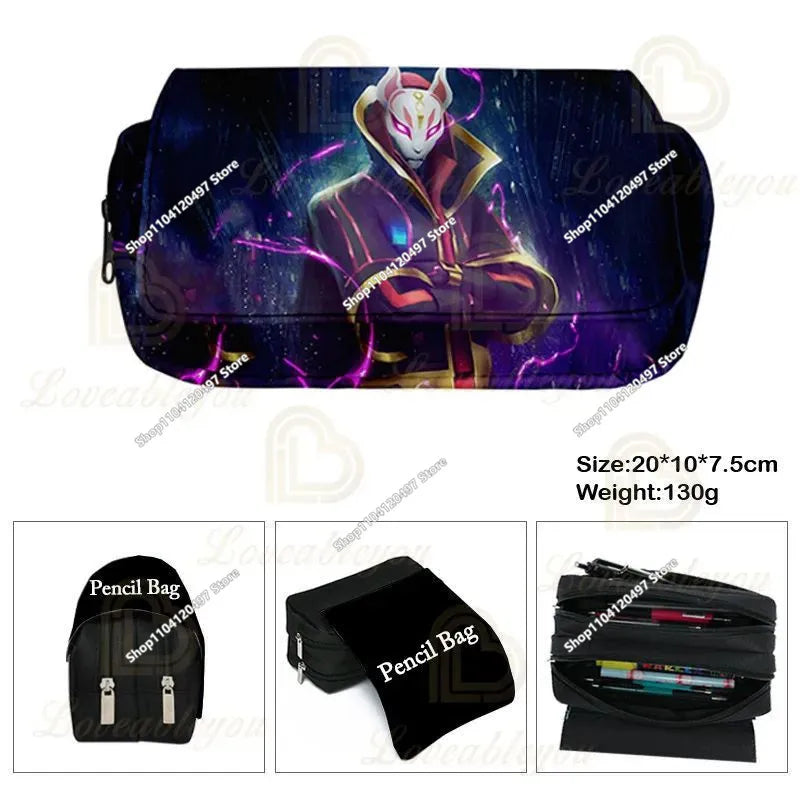 New Fortnite Pencil Case Cartoon Figure Printed Pencil Bags Cute Pencil Cases Boys School Supplies Children Birthday Gifts