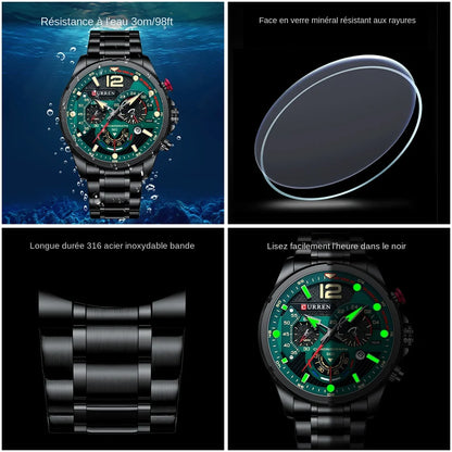 CURREN Watches Men's Sport Quartz Chronograph Wristwatches Luxury Stainless Steel Clock with Luminous Watch Relogio Masculino