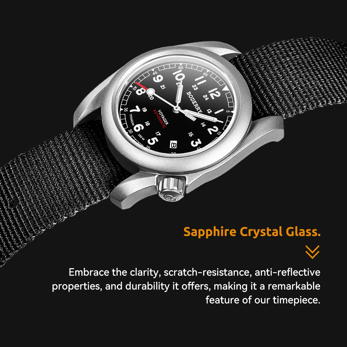Boderry Field Watch VOYAGER Mens Watches 100M Waterproof Titanium Automatic Luminous For Seiko Movement Wristwatch