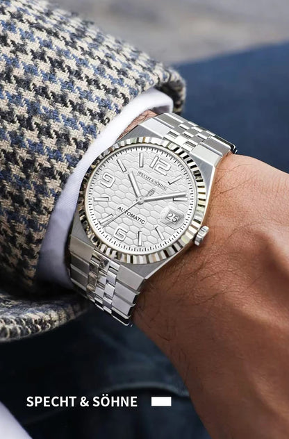 Specht & Söhne New Mens Watches Miyota 8215 Automatic Mechanical Wristwatches Stainless Steel Watch Relogio Masculino 37MM