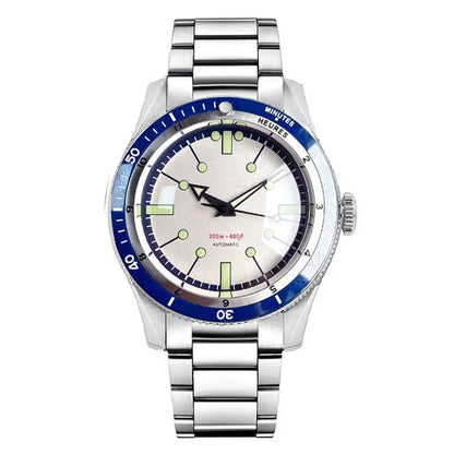 200M Water Resistant Mechanical Wristwatch Miyota 8215 Domed Sapphire Glass 120 clicks Bezel Steel Band Luminous Marks