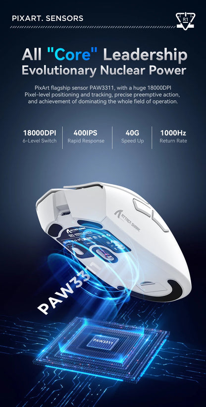 Attack Shark R1 Wireless Mouse Bluetooth Gaming Mouse,Viral Mouse Reviewed by Influencers PAW3311 Sensor,1000Hz Return-rate