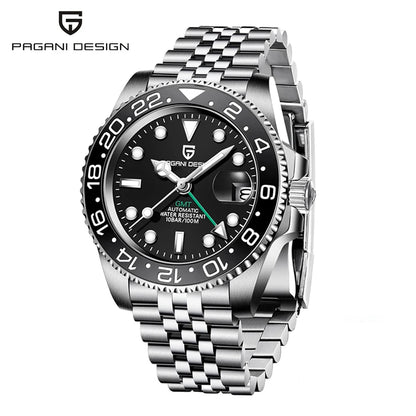 Montre automatique PAGANI DESIGN GMT 1662, montre-bracelet pour homme de 40 mm, étanche jusqu'à 100 m, montres-bracelets mécaniques pour homme Cloc