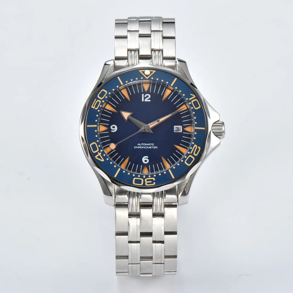 Parnsrpe Nouvelle montre de plongée automatique Miyota 8215 pour homme, sport de luxe, cadran vert, luminescent, verre saphir, date, étanche, bus