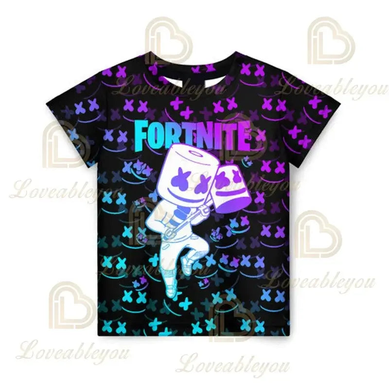 Dječja majica Cartoon Fortnite New Summer s 3D printom, za dječake i djevojčice, streetwear odjeća za odrasle i djecu, zabavna majica kratkih rukava s okruglim izrezom