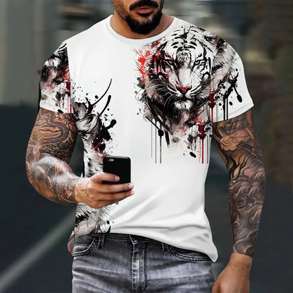 Men's Summer Fashion T-shirt Eagle 3D Printed Short sleeved T-shirt Summer Outdoor Leisure Quick drying Breathable T-shirt