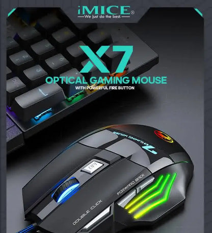 IMICE X7 Optical Gaming Mouse Adjustable DPI Ergonomic Anti Slip Design Colorful Luminuse Suitable for Desktop Computers Laptop
