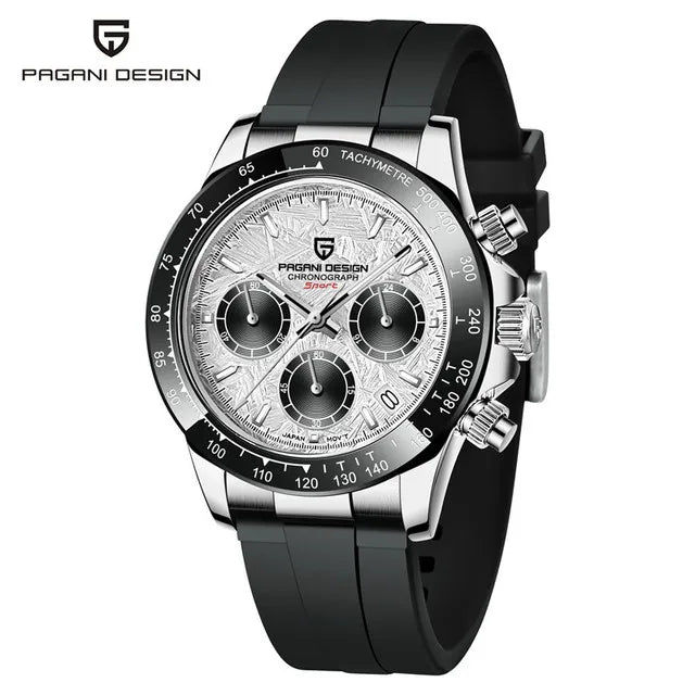 PAGANI DESIGN V2 40MM Relógio masculino de quartzo com mostrador meteorito, safira, cronógrafo retro, impermeável para homem