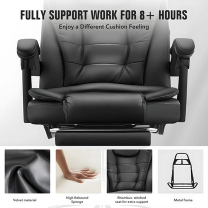 Ergonomic office chair with massage function, executive chair desk chair with armrests headrest footrest computer chair Black