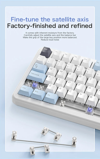 F75 Mechanical Keyboard FREEWOLF 81 Keys Layout Metal Knobs PBT Keycaps, Fully Hot-swappable Keys RGB Multi-color Backlighting