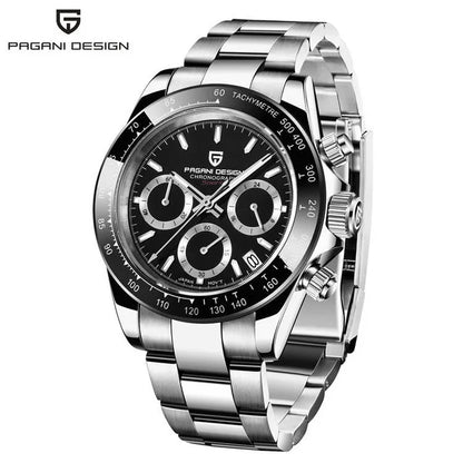 PAGANI DESIGN V2 40MM Relógio masculino de quartzo com mostrador meteorito, safira, cronógrafo retro, impermeável para homem