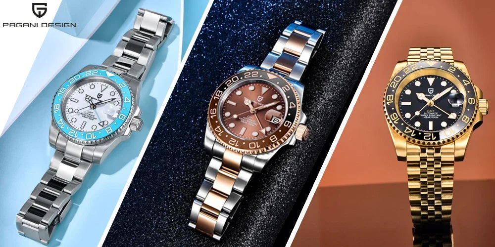 Montre automatique PAGANI DESIGN GMT 1662, montre-bracelet pour homme de 40 mm, étanche jusqu'à 100 m, montres-bracelets mécaniques pour homme Cloc