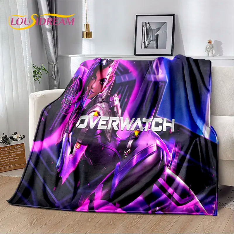 Меко плюшено одеяло Overwatch Game Gamer DVA Reaper, фланелено одеяло за хол, спалня, легло, диван, пикник, дете, 3D