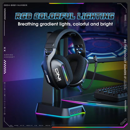 ONIKUMA GT808 Wireless Gaming Headset 2.4G/Bluetooth/Wired 3-Mode Over-Ear Gaming Headphones with Noise-Cancelling Mic for PC PS4 PS5
