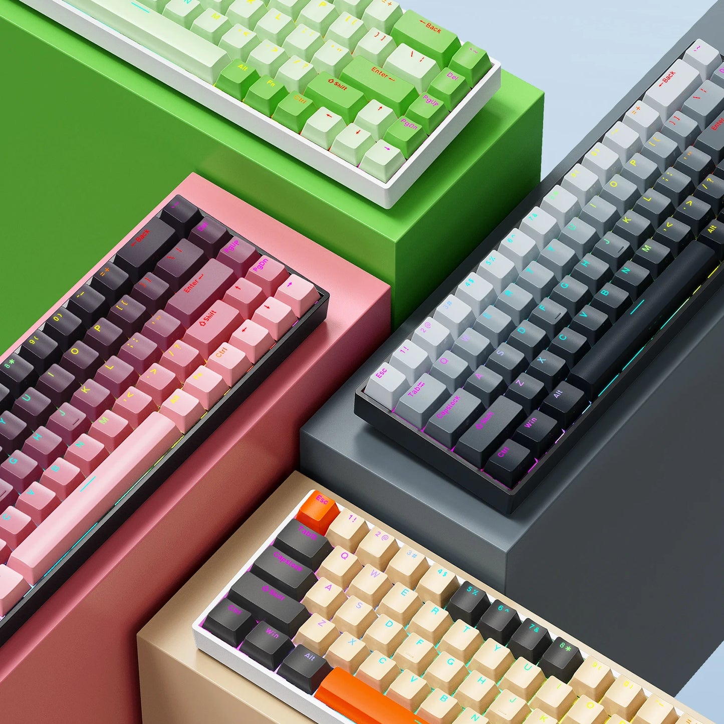 K68 68Key Wireless Mechanical Keyboard Tri-mode Connection, Full Key Hot Swap, RGB lighting Effects, L