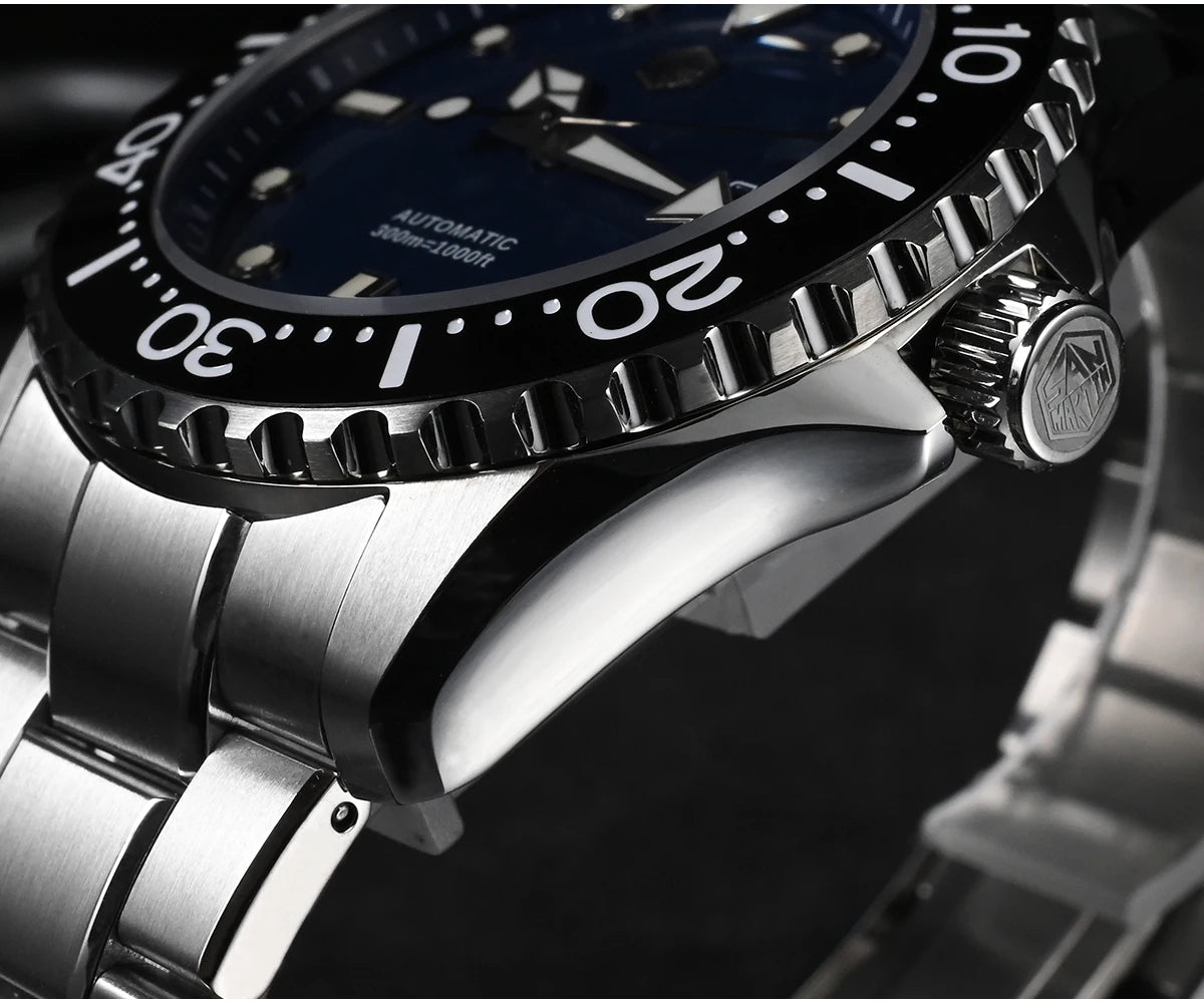 San Martin New 40-44mm Luxury Men's Diver Watch, Classic High Quality NH35 YN55 Automatic Mechanical, Sapphire, BGW-X1, 20Bar