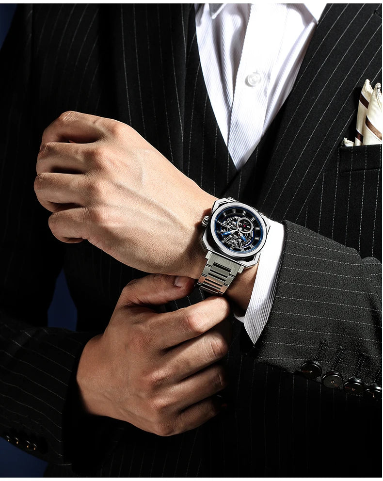 Yelang V1216 Men Watch Luxury Brand Watch 42mm Hollow Dial Japan MIYOTA 8N40 Automatic Movement 100M Waterproof Watch Luminous