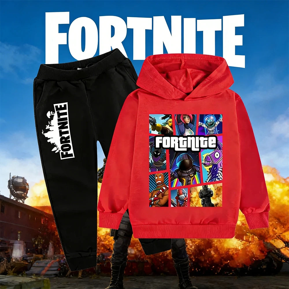 Novo 2026 otroško oblačilo za prosti čas s potiskom igre Fortnite, risanega sloga, z dolgimi rokavi, za jesen/zimo, nov komplet za najstnike