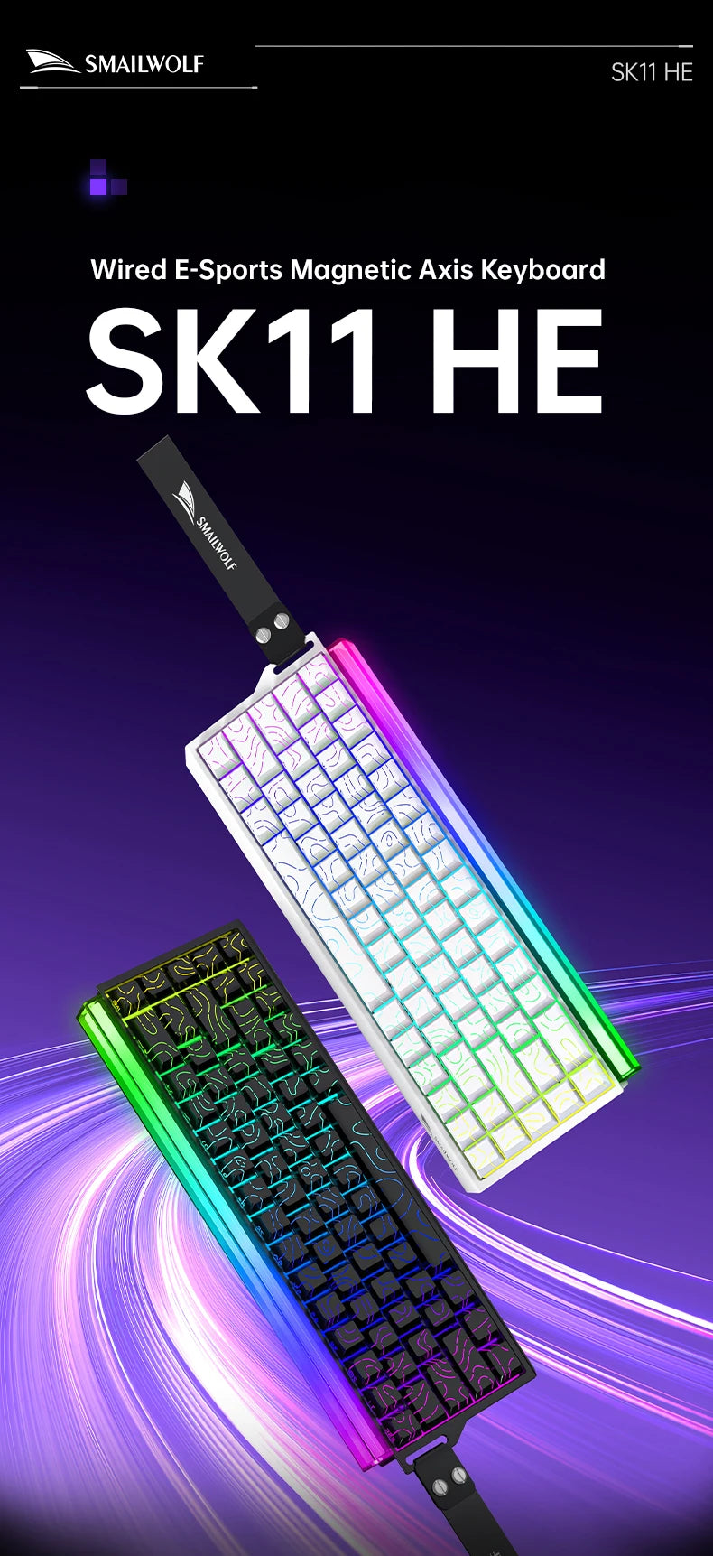 SMAILWOLF SK11 68HE Magnetic Switch Mechanical Keyboard, 68% Layout, Gaming & Esports, Rapid Trigger, 0.01mm, 8K, Wired