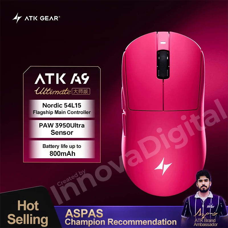 ATK Dragonfly A9 Ultimate Ασύρματο Gaming Ποντίκι A9 Air PAW3950 Εξαιρετικά Ελαφρύ Εργονομικό Ποντίκι e-sports για Gamer FPS CSGO A9 Ultra