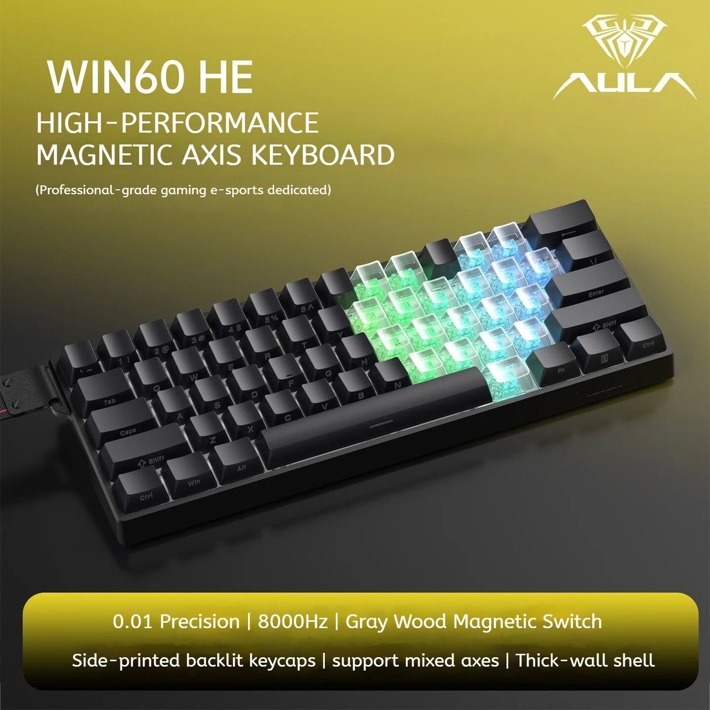 AULA WIN60 HE Magnetic Keyboard Wired Trigger 8K Return Esports Gamer Customize RGB Mechanical Gaming Keyboard