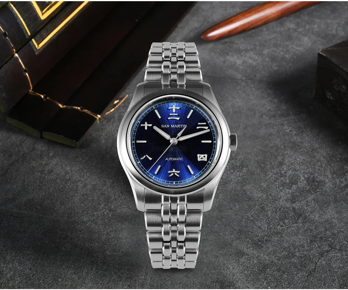 San Martin New 39mm Gada Watch Chinese Style Original Design Sunburst JianZhan Miyota 90S5 Men Dress Automatic Mechanical SN0144