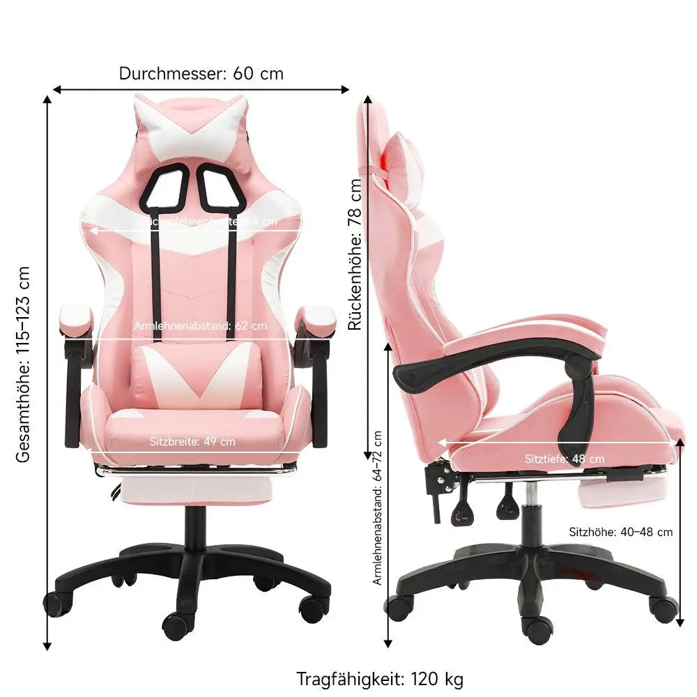 Ergonomic Gaming Chair, Office Chair, Height Adjustable, PU Leather Computer Chair, with Headrest and Lumbar Support, 360° Swivel