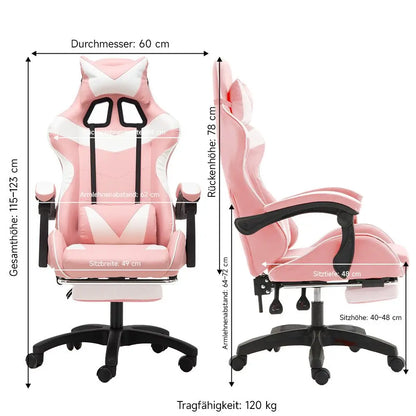 Ergonomic Gaming Chair, Office Chair, Height Adjustable, PU Leather Computer Chair, with Headrest and Lumbar Support, 360° Swivel