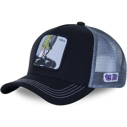 Dragon Ball Son Goku-Kappe, Sommer-Reisekappe mit Schirm, Herren-Kappe mit Stickerei, im Hip-Hop-Stil, Sonnenvisier, verstellbare Trucker-Kappe aus Netzstoff