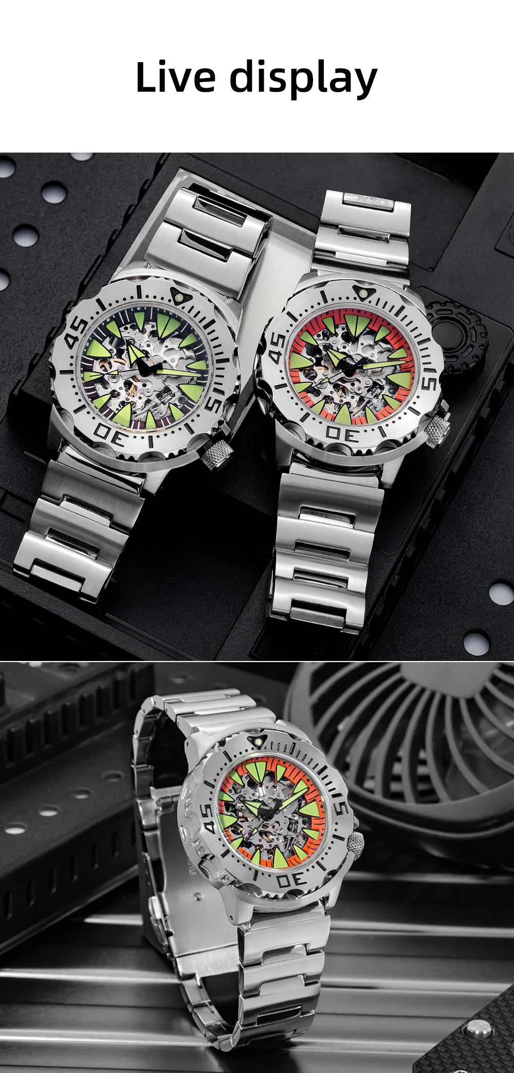 ADDIESDIVE luxury men's skeleton automatic watch sapphire glass BGW9 luminous diver's watch 200m men analog mechanical watches