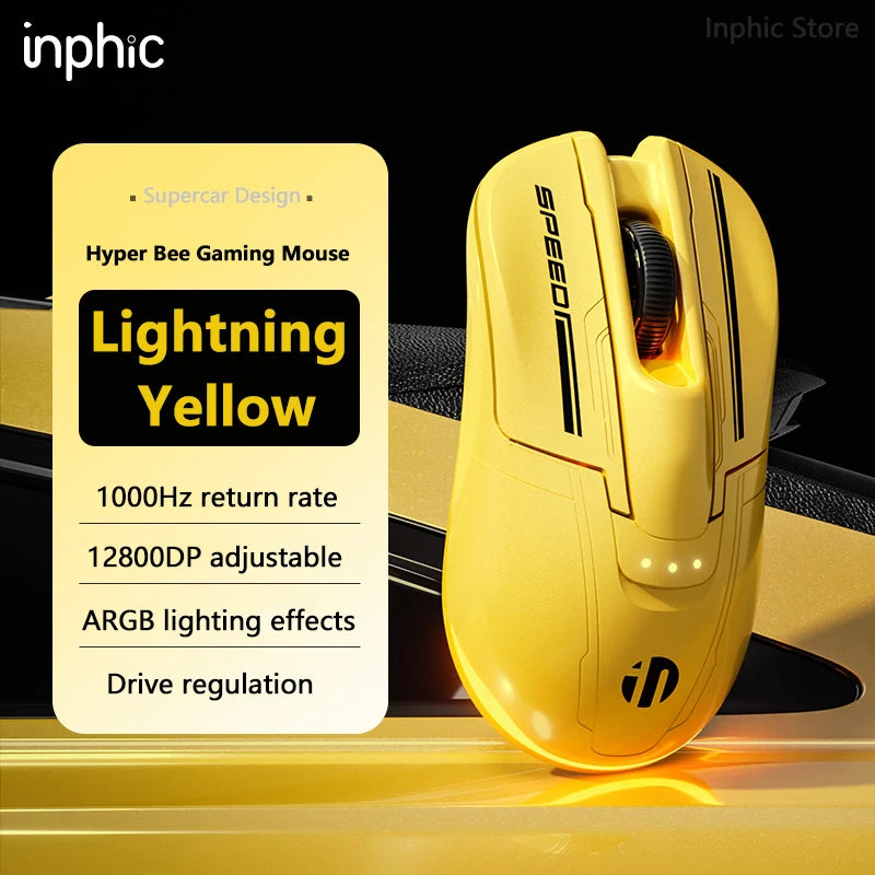 INPHIC Super Racing Car Series Wireless Bluetooth Gaming Mouse 500mA Battery Level Display Light Effect Customization
