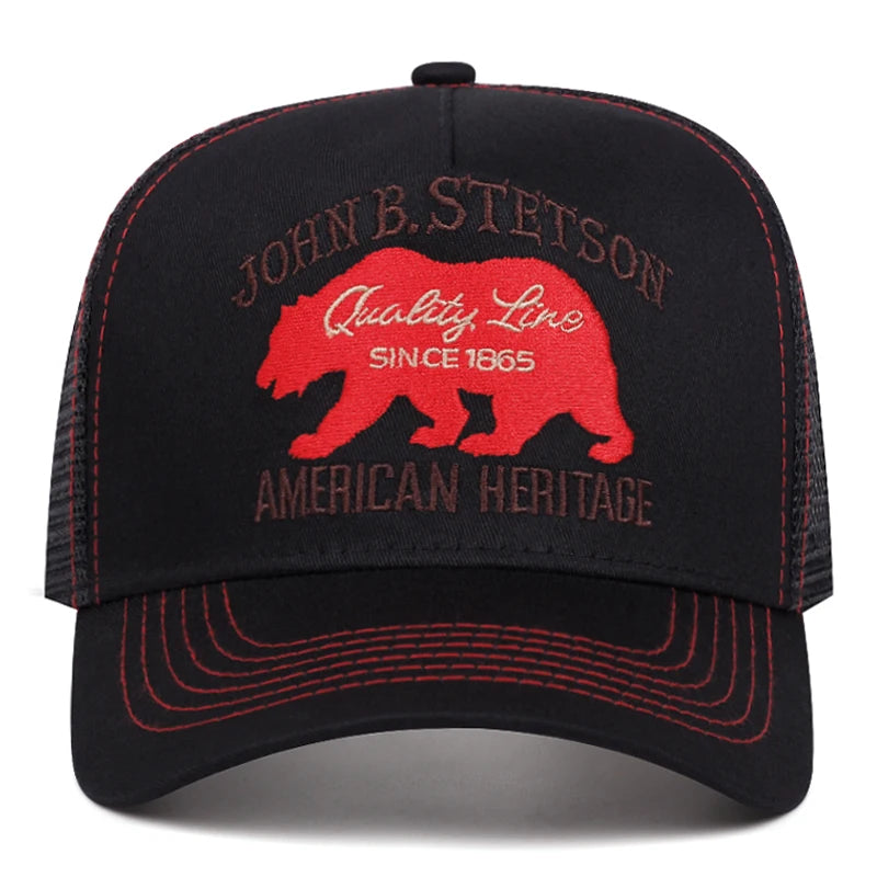 Kreative neue Baseballkappe STETSON Red Bear Truck-Kappe Outdoor-Sport-Sonnenkappe Street-Hip-Hop-Kappe Alltags-Pendler-Netzkappe