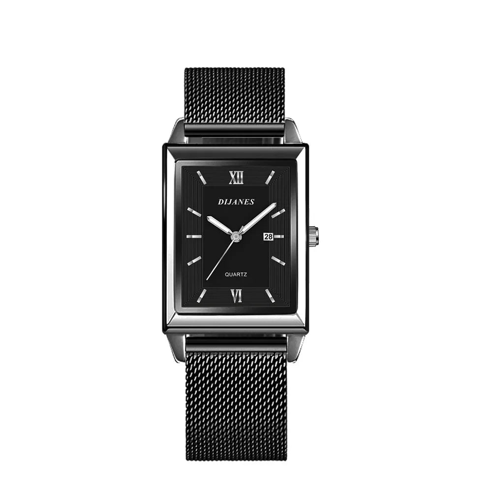 Fashion Watches for Men Luxury Rectangle Stainless Steel Men's Quartz Wristwatch Business Man Watch Clock Gift relogio masculino