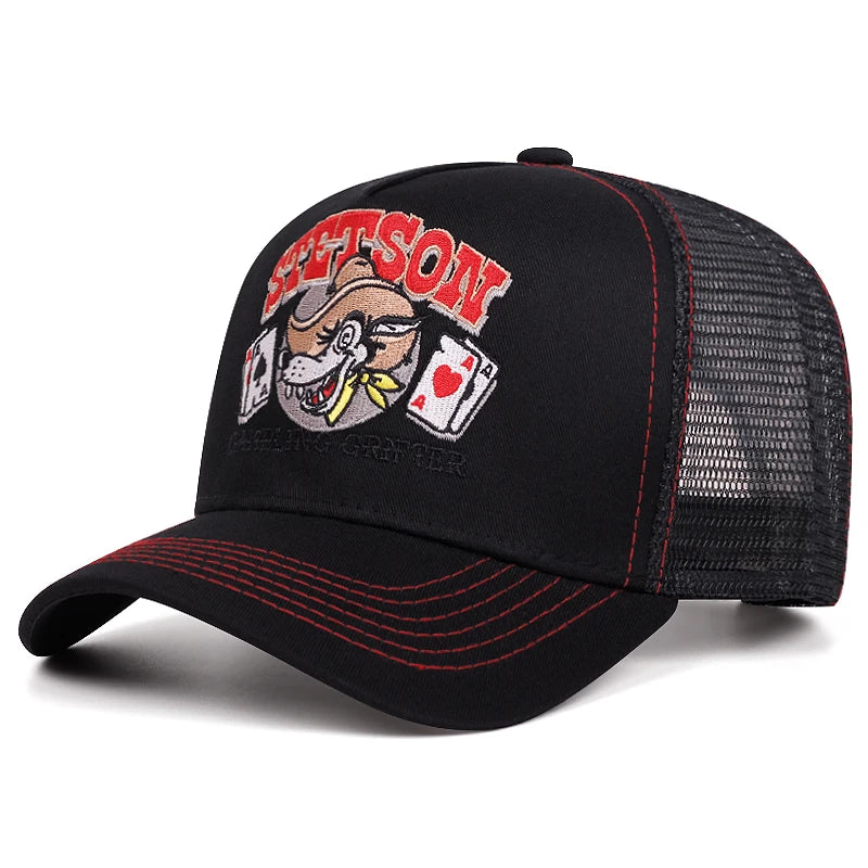 Personalisierte neue atmungsaktive Mesh-Kappe STETSON Wolfskopf-Poker-Truck-Kappe Outdoor-Sport-Sonnenkappe Street-Hip-Hop-Kappe Unisex